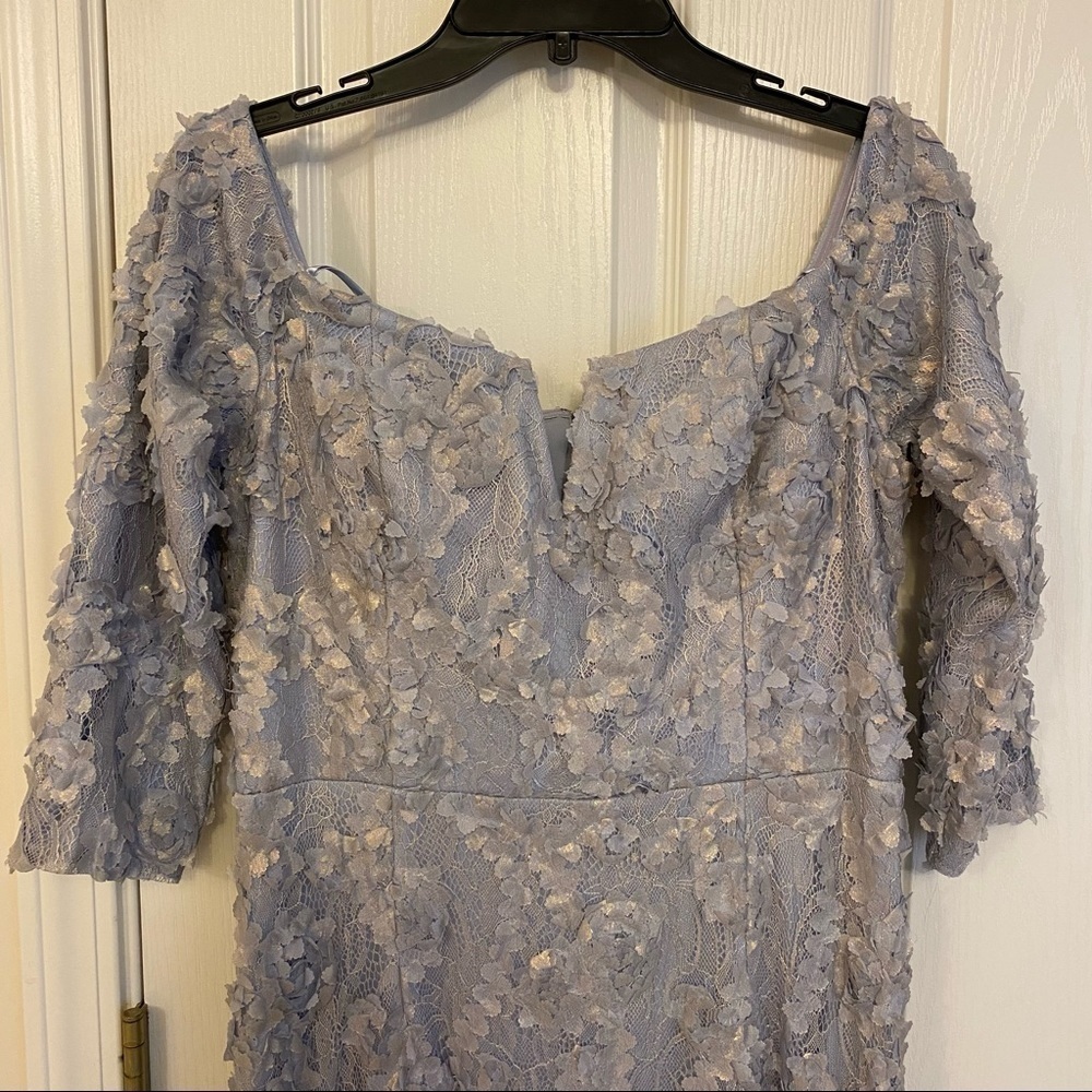 Xscape- Off-Shoulder Lavender/Blue Evening Gown - Elegant Lace Mermaid Dress - Picture 5 of 12